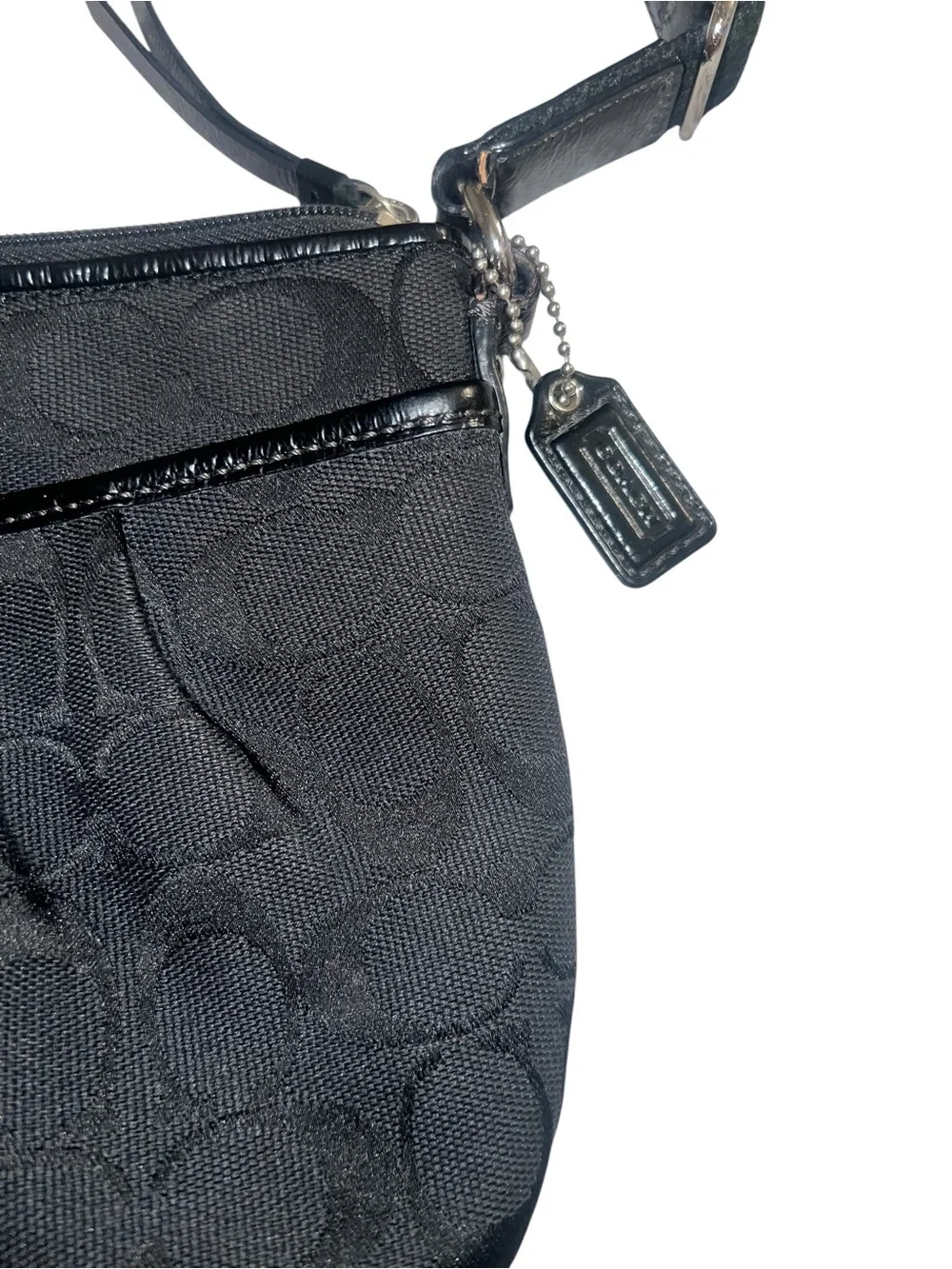 Coach Black Signature SoHo Hobo Jacquard Crossbody Bag